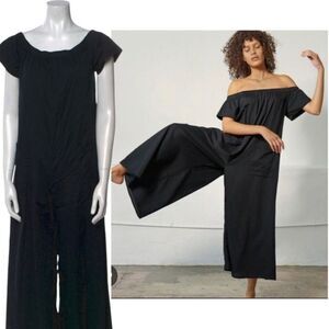 Mara Hoffman Black Wide Leg Cropped Jumpsuit S Organic Cotton